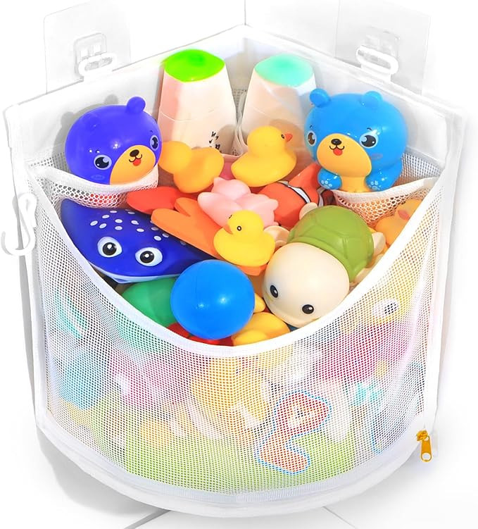 KPH Bath Toy Organizer, Large Capacity Corner Hanging with Mesh bath toy storage, Quick Drying | Amazon (US)