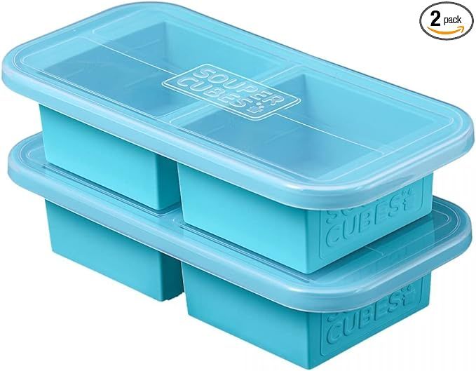 Souper Cubes 2 Cup Silicone Freezer Tray With Lid - Easy Meal Prep Container and Kitchen Storage ... | Amazon (US)