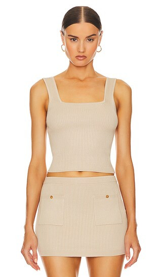 Halden Square Neck Tank in Oyster | Revolve Clothing (Global)