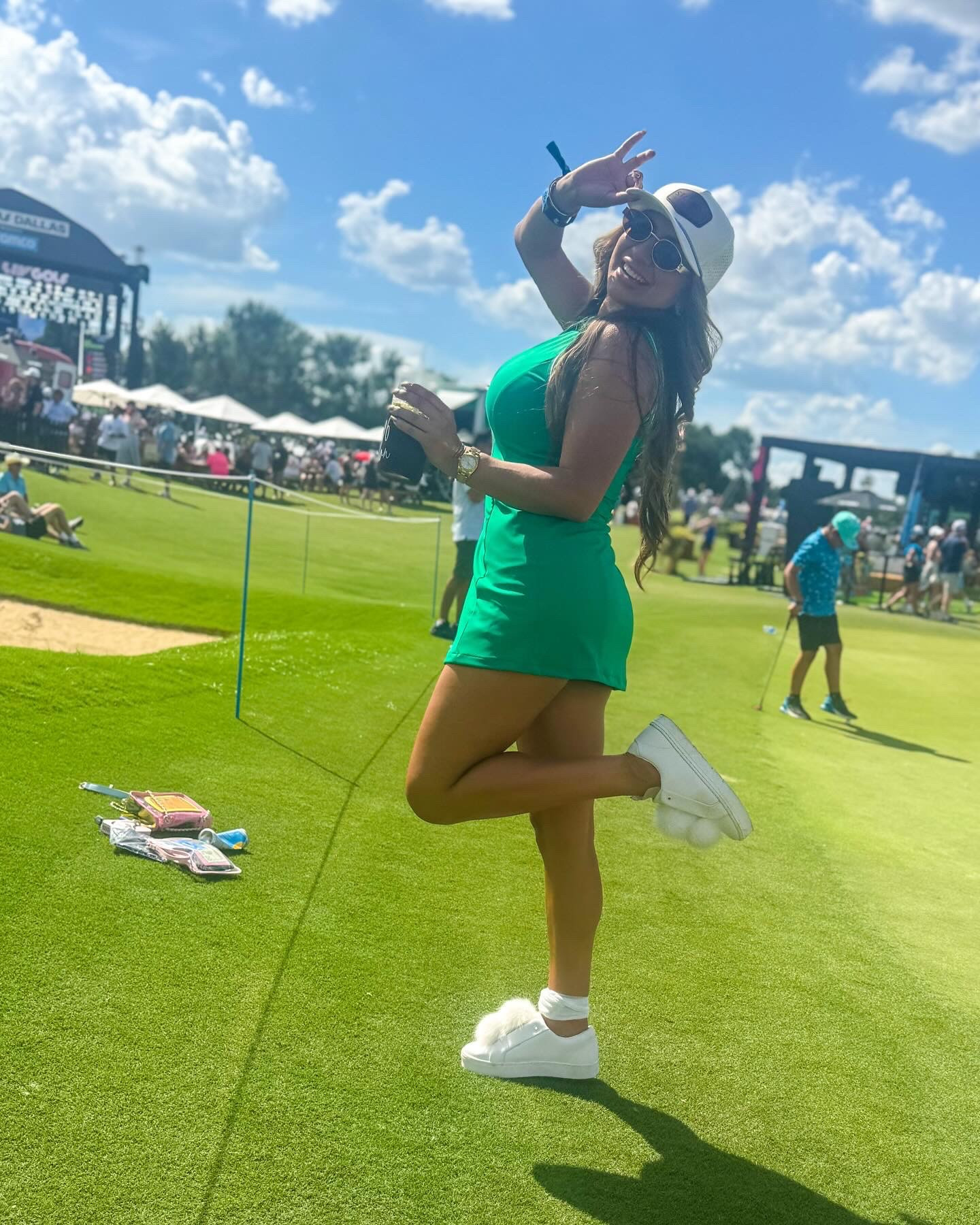golf outfit ⛳️
Green dress. White tennis shoes. 

#LTKBeauty #LTKSeasonal #LTKActive