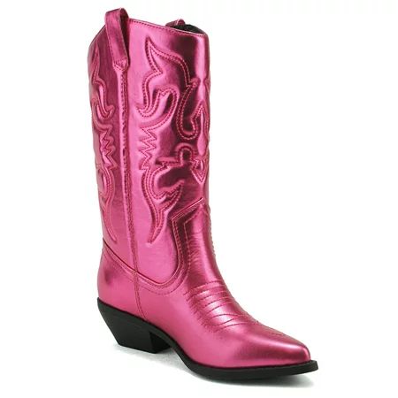 Soda Women Cowgirl Cowboy Western Stitched Boots Pointy Toe Knee High Reno-S Hot PInk Metallic Fuchs | Walmart (US)
