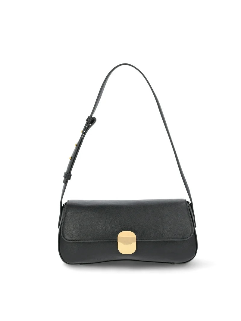 Time and Tru Women's Goldie Shoulder Bag, Black | Walmart (US)