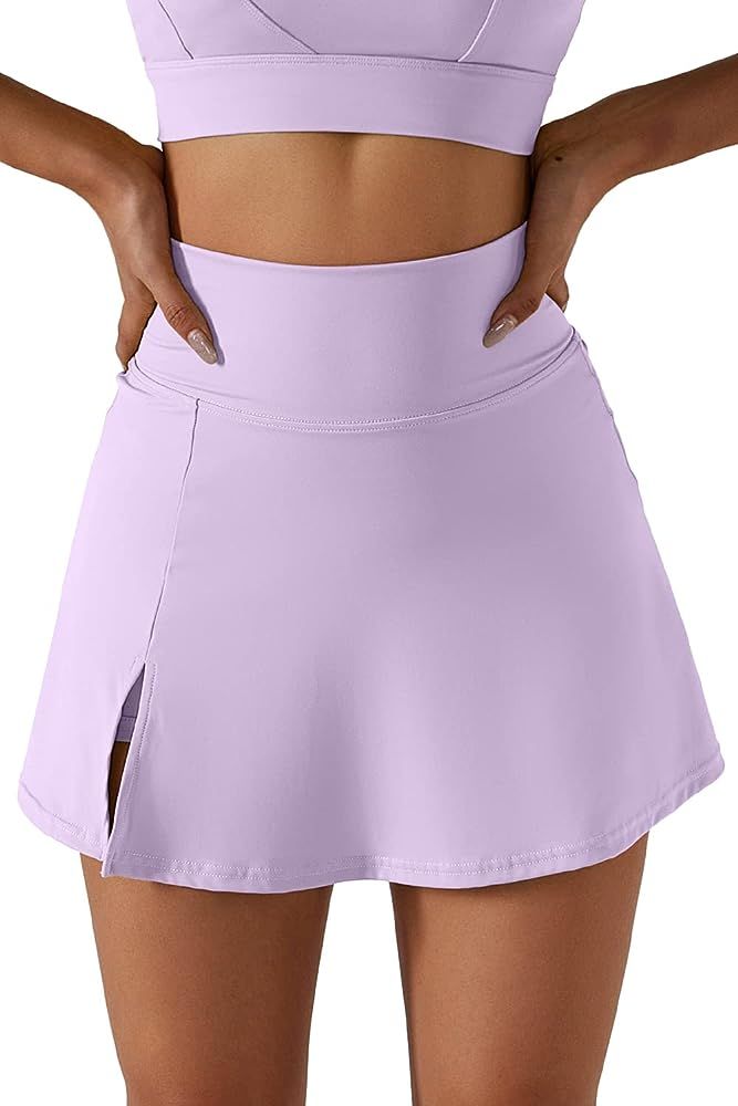QINSEN Women's Tennis Skirts Stretch High Waisted Golf Skorts Running Sports Workout Activewear | Amazon (US)