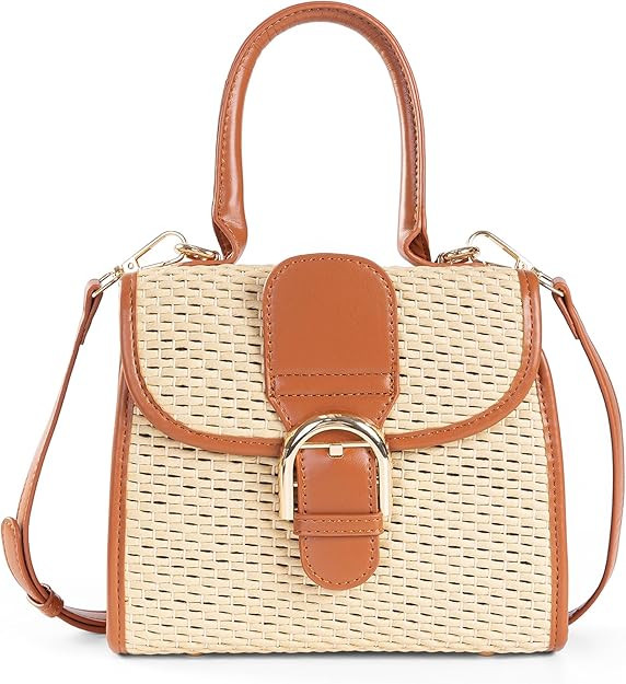 boshiho Retro Straw Woven Handbag Womens Small Cross Body Bag Shoulder Messenger Satchel | Amazon (US)