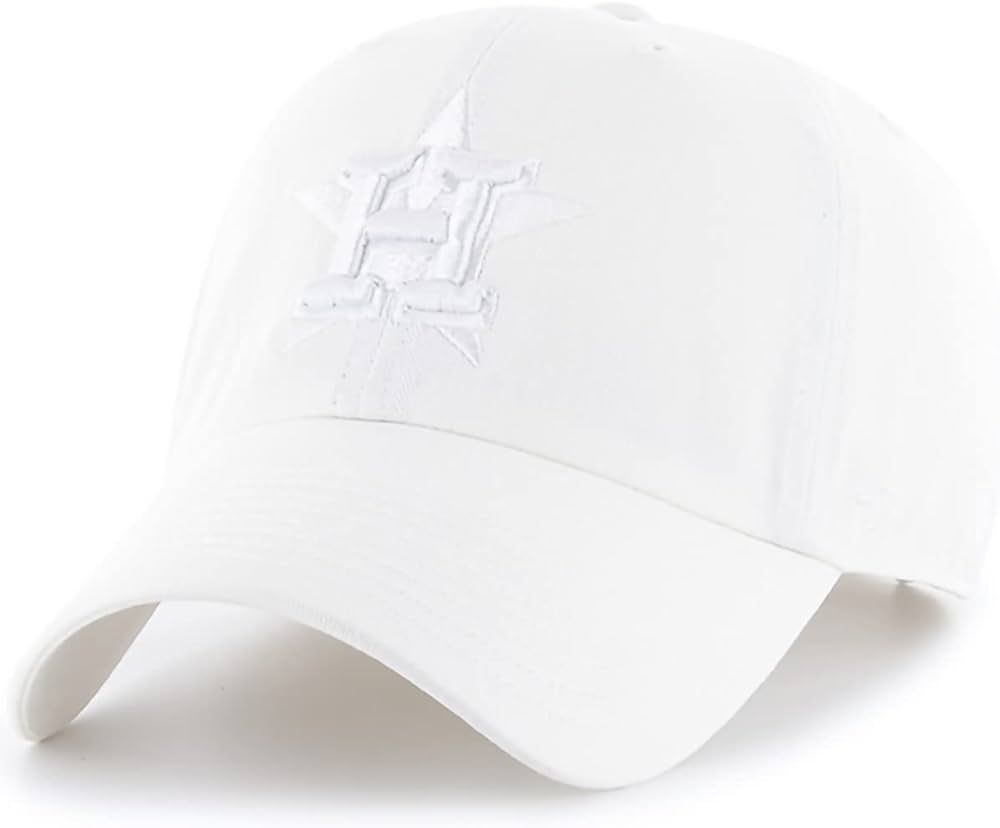 '47 MLB White/White Primary Logo Clean Up Adjustable Strap Hat Cap, Adult One Size Fits All (Hous... | Amazon (US)