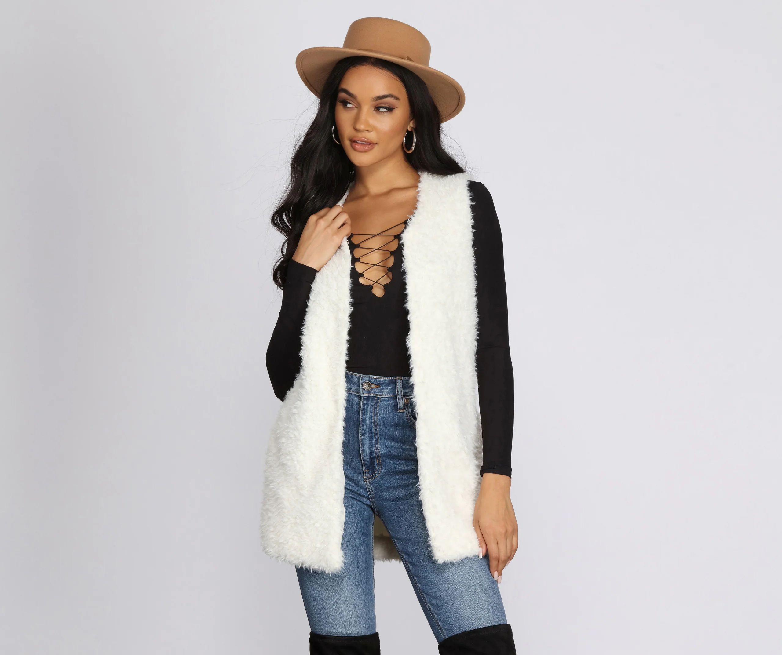 Pretty And Posh Faux Fur Vest | Windsor Stores