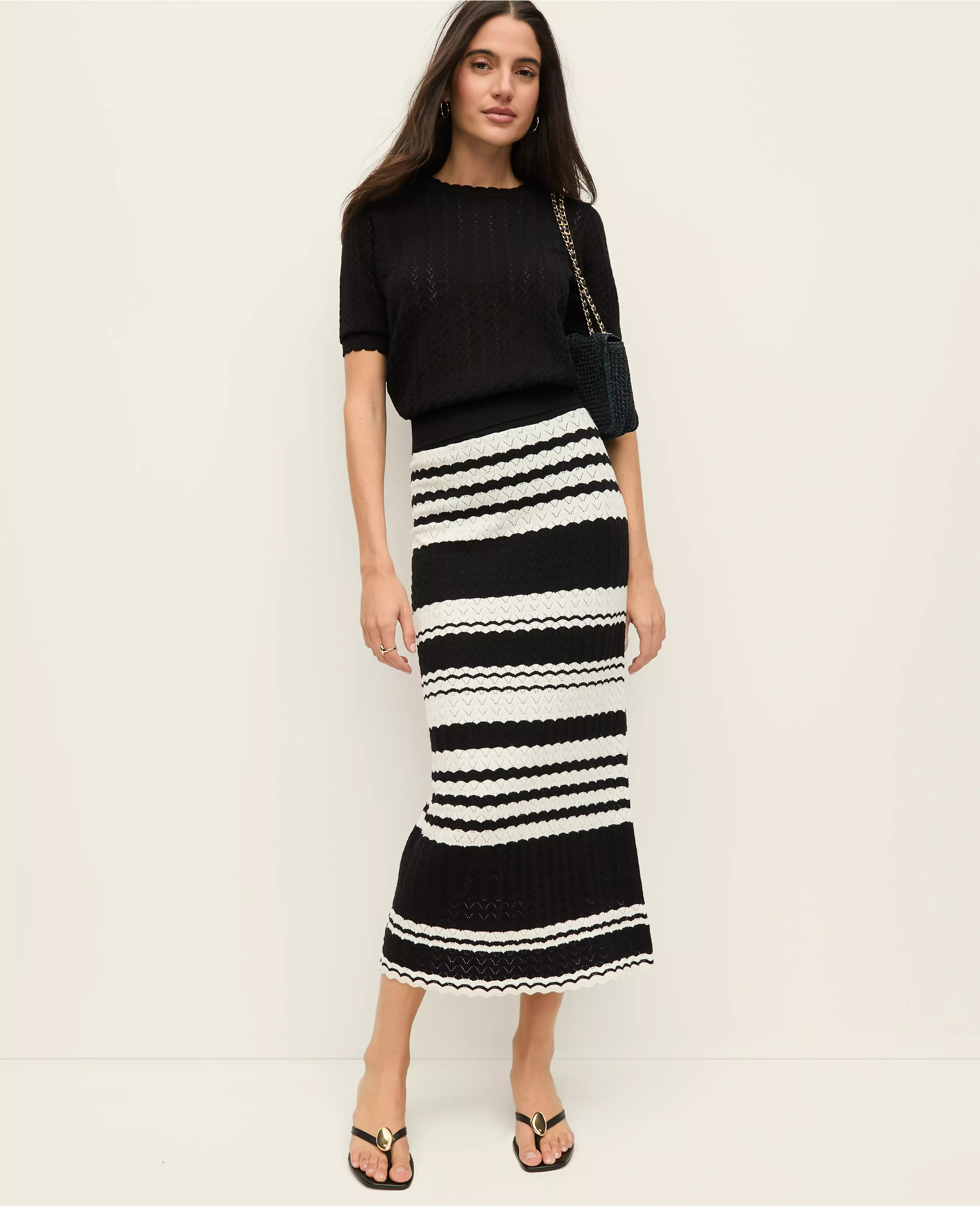 Striped Midi Sweater Skirt | Ann Taylor