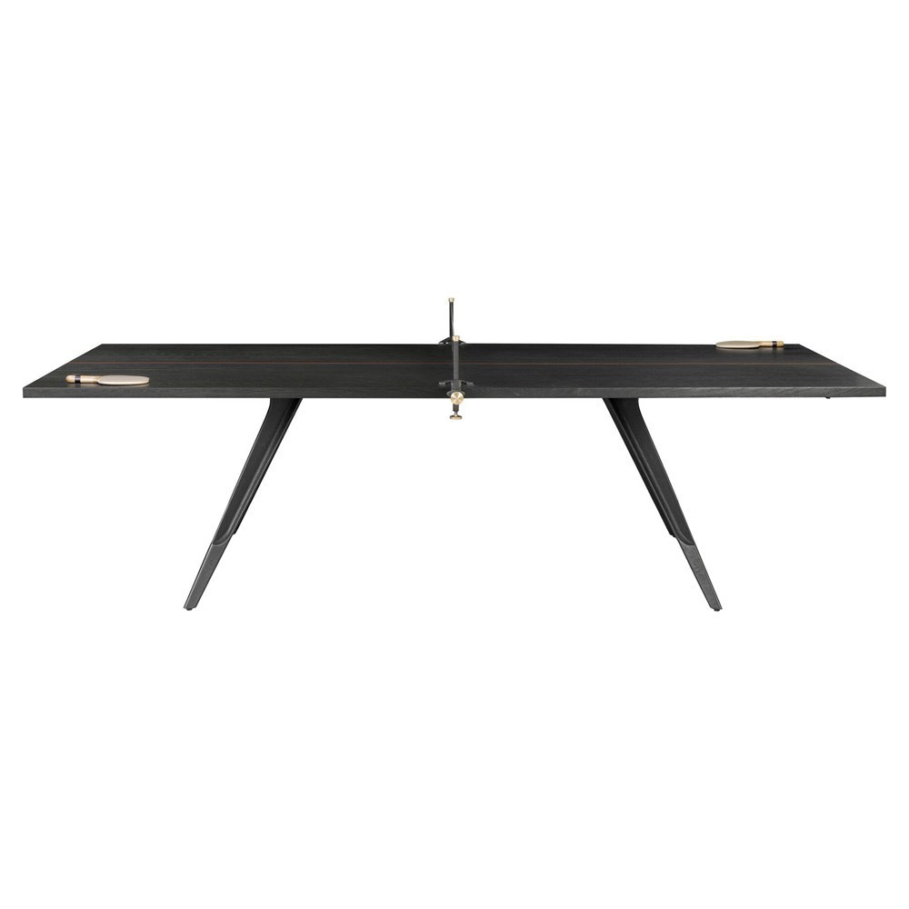 District Modern Classic Black Oak Ping Pong Game Table | Kathy Kuo Home