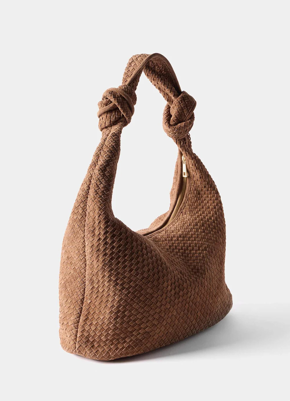 Nora Tan Woven Suede Knot Detail Bag | Mint Velvet