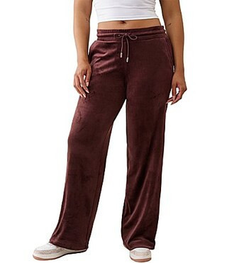 True Religion Crystal Horseshoe Coordinating Velour Wide Leg Sweatpants - M | Dillard's