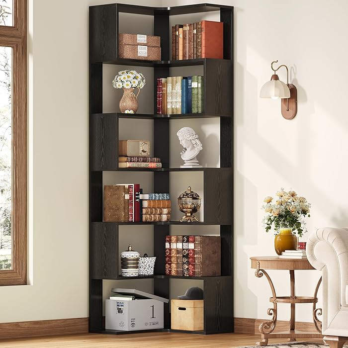 IRONCK Corner Bookshelf, 80.3" Tall Corner Bookcases with Anti-Drop Panel, Corner Shelf Storage D... | Amazon (US)