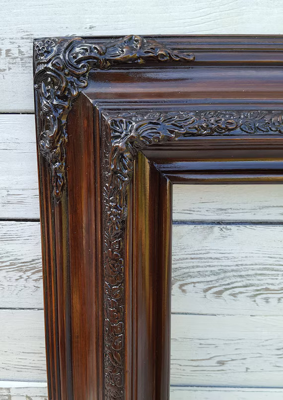 Traditional Compo Ornate Wood Frame Dark Walnut Wood Picture | Etsy | Etsy (US)