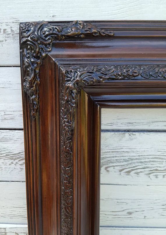 Traditional Compo Ornate Wood Frame Dark Walnut Wood Picture | Etsy | Etsy (US)