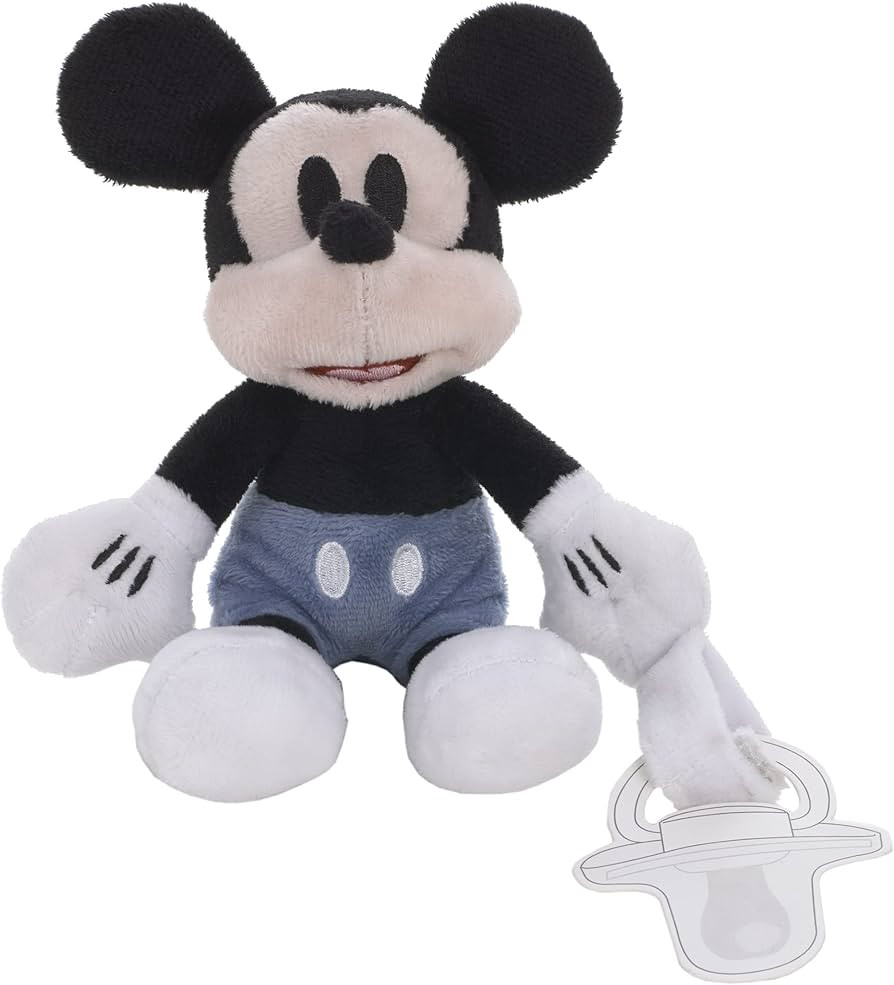 Disney Mickey Mouse White, Blue and Black Plush Buddy Pacifier Holder | Amazon (US)