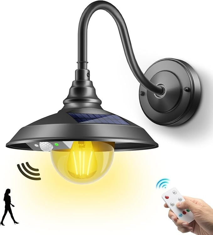 SIEDiNLAR Solar Barn Light Outdoor 3 Modes 2 Lighting, Aluminum Gooseneck Wall Light Vintage Farm... | Amazon (US)