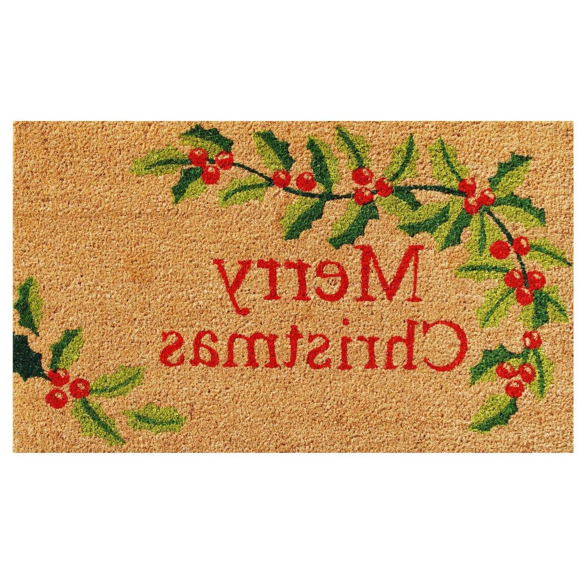 24" X 36" Natural Red and Green Coir Merry Christmas Outdoor Christmas Door Mat | Wayfair North America