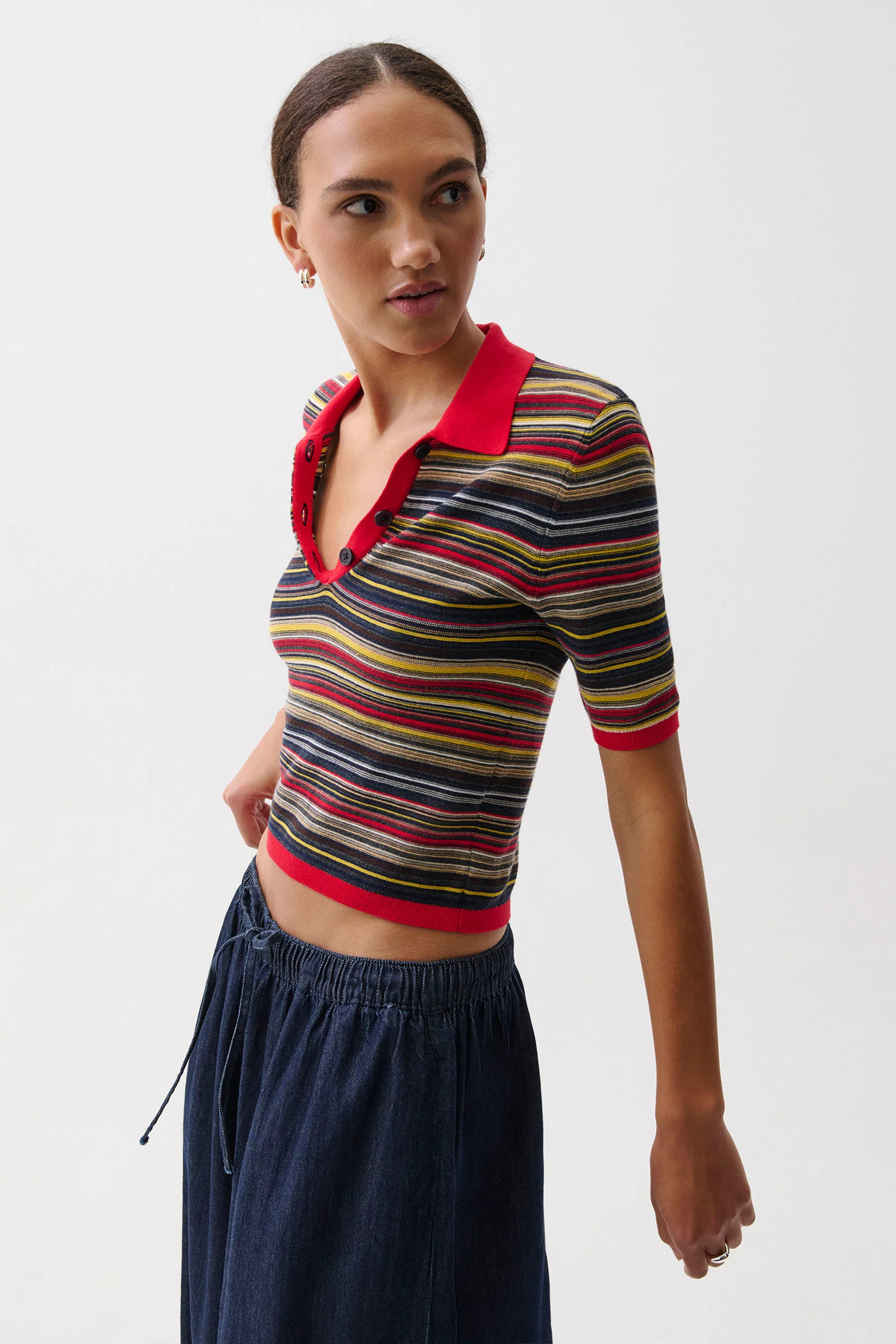 Ashlee Polo Sweater - Negroni Stripe | Pistola Denim