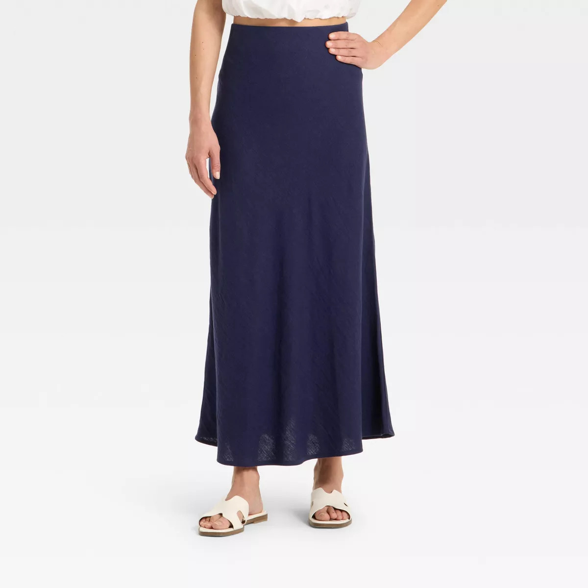 Women's Linen Blend Maxi Skirt - A New Day™ Navy Striped M | Target