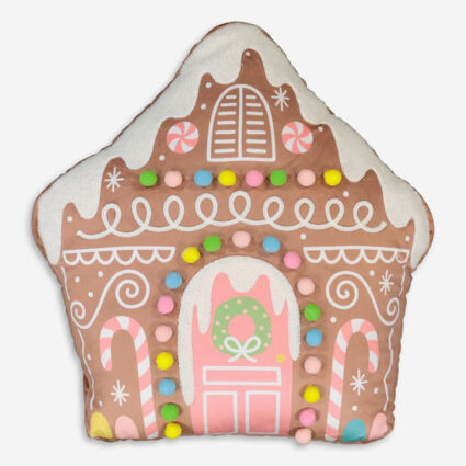 Gingerbread House Shaped Cushion 50x35cm | TK Maxx
