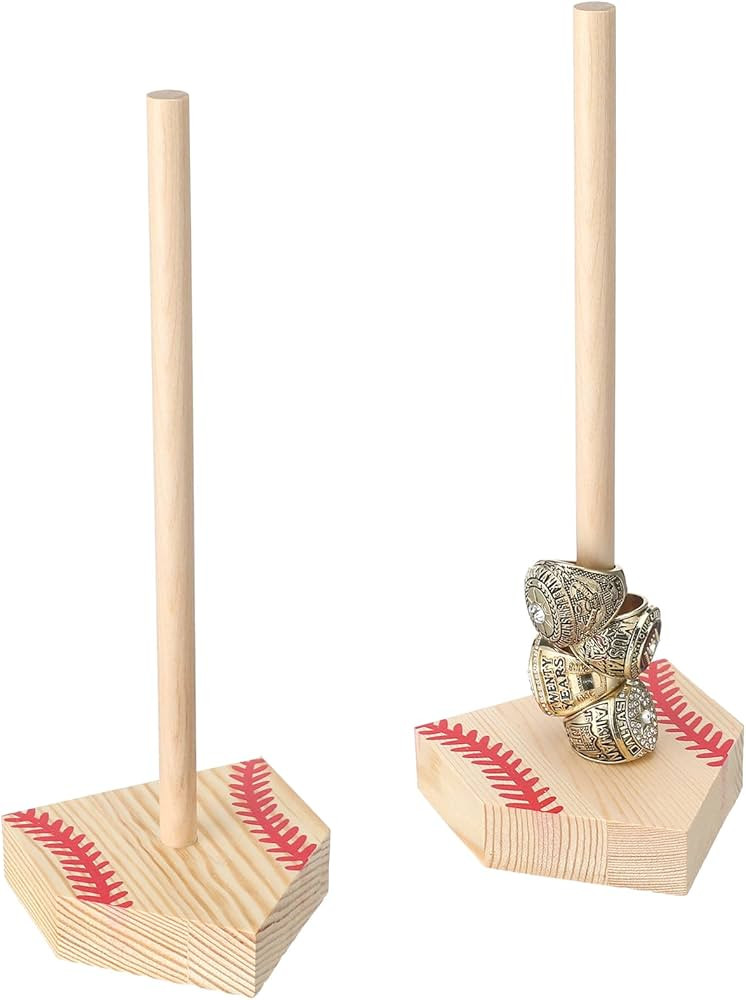 2 Sets Baseball Wooden Ring Holder 10 Inches Softball Ring Display Stand Stacked Storage Organize... | Amazon (US)