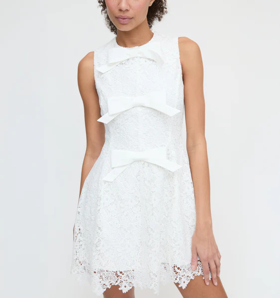 The Blythe Bow Dress - White Lace | Hill House Home US