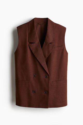 H & M - Linen-Blend Vest - Brown | H&M (US + CA)