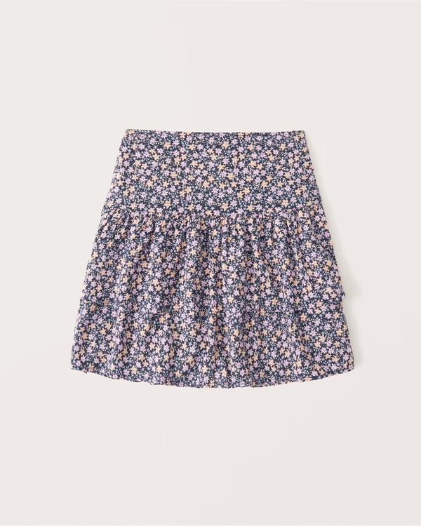Tiered Linen-Blend Mini Skirt | Abercrombie & Fitch (US)