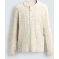 Zara - Rib Knit Henley Shirt - Ecru - M - Man | Zara US