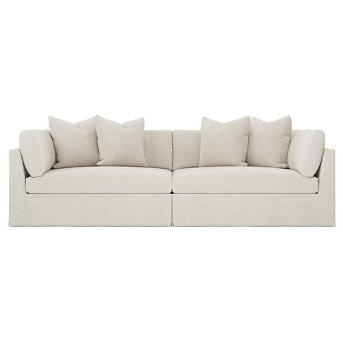 Adelle Sea Salt Performance Slipcovered Double Bumper Sectional - 116" | Kathy Kuo Home