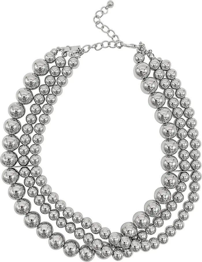White Rhodium Plated Triplet Layered Ball Necklace | Nordstrom Rack