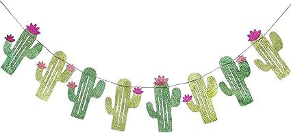 Tinksky Summer Theme Wedding Parties Decorations Single Sided Cactus Banner Pennant Tropical Part... | Amazon (US)