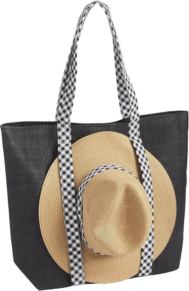 Mud Pie Tote & Hat Gift Set, Black | Amazon (US)