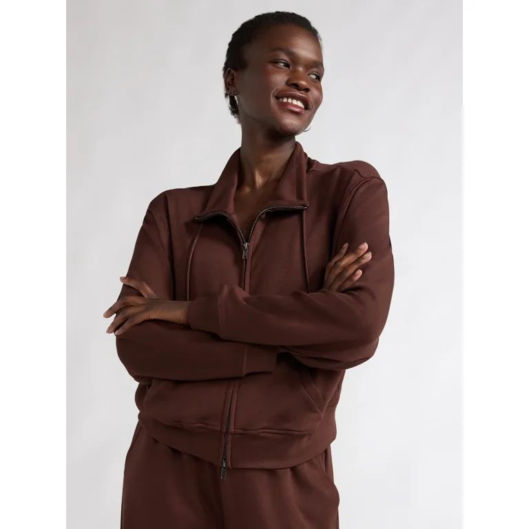 Scoop Women’s Ultimate ScubaKnit Funnel Neck Zip Up Sweatshirt, Sizes XS-XXL | Walmart (US)