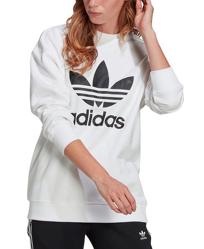adidas Women's Cotton Trefoil Logo Sweatshirt & Reviews - Tops - Women - Macy's | Macys (US)