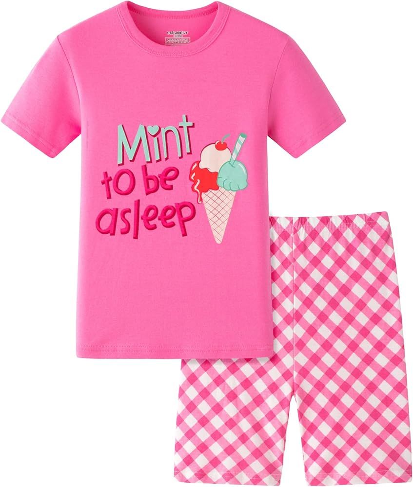 Pajamas for Girls Cute Cat Sleepwear Little & Big Kids Short Sleeve Loungewear PJ Clothes 3PCS Se... | Amazon (US)