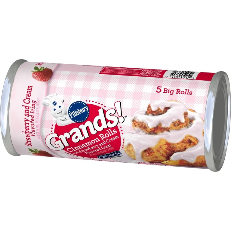 Pillsbury Grands! Cinnamon Rolls with Strawberry and Cream Flavored Icing, 5 Count, 17.5 oz | Walmart (US)
