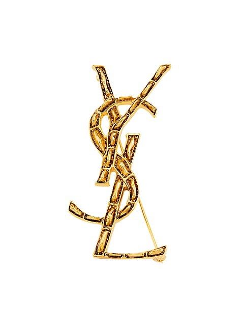 Goldtone Textured Logo Brooch | Saks Fifth Avenue