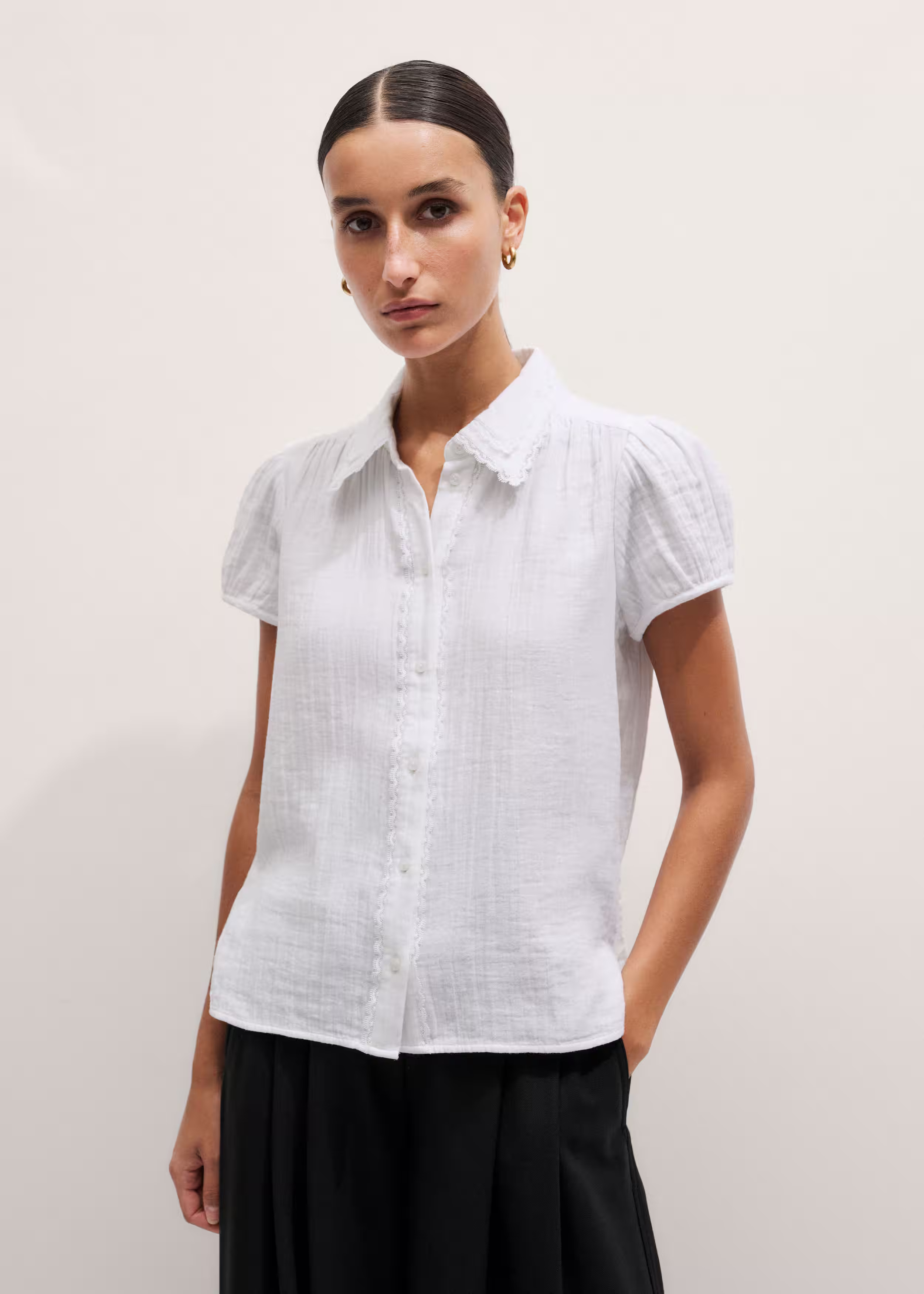 Summer Trim Blouse Cotton Cheesecloth | ME+EM US