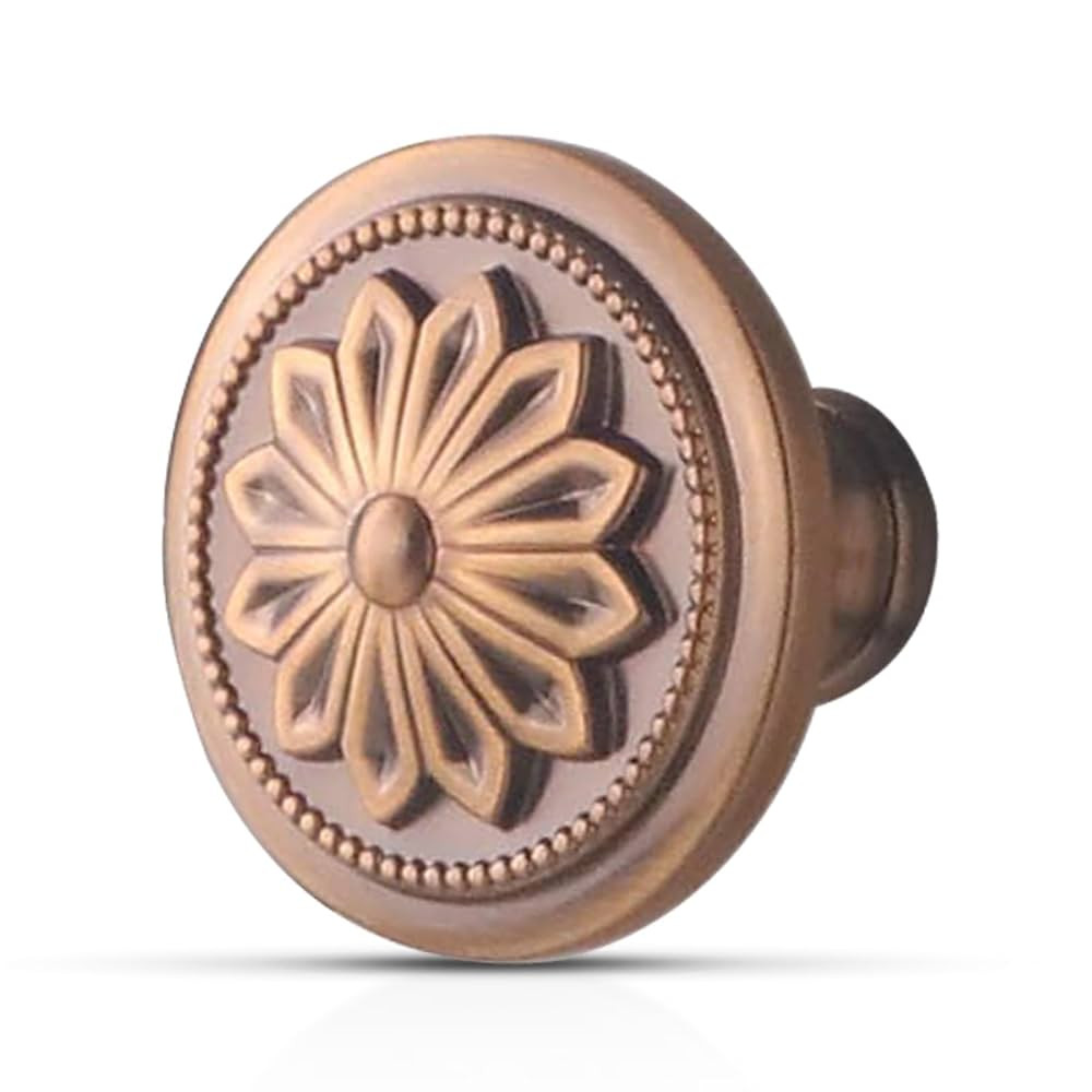 10 Pack Antique Brass Cabinet Knobs Vintage Drawer Pulls,1-2/5" Round Antique Cabinet Knobs Handl... | Amazon (US)