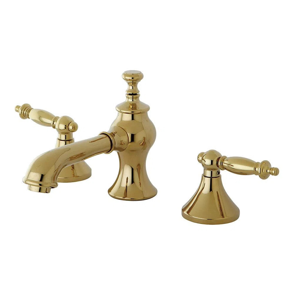 Kingston Brass Templeton Two-Handle 3-Hole Deck Mount Widespread Bathroom Faucet with Brass Pop-U... | Wayfair North America
