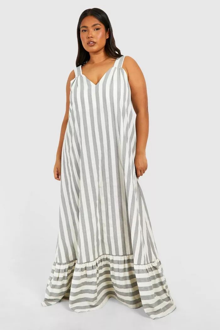 Plus Wide Stripe Trapeze Maxi Dress | boohoo (US & Canada)