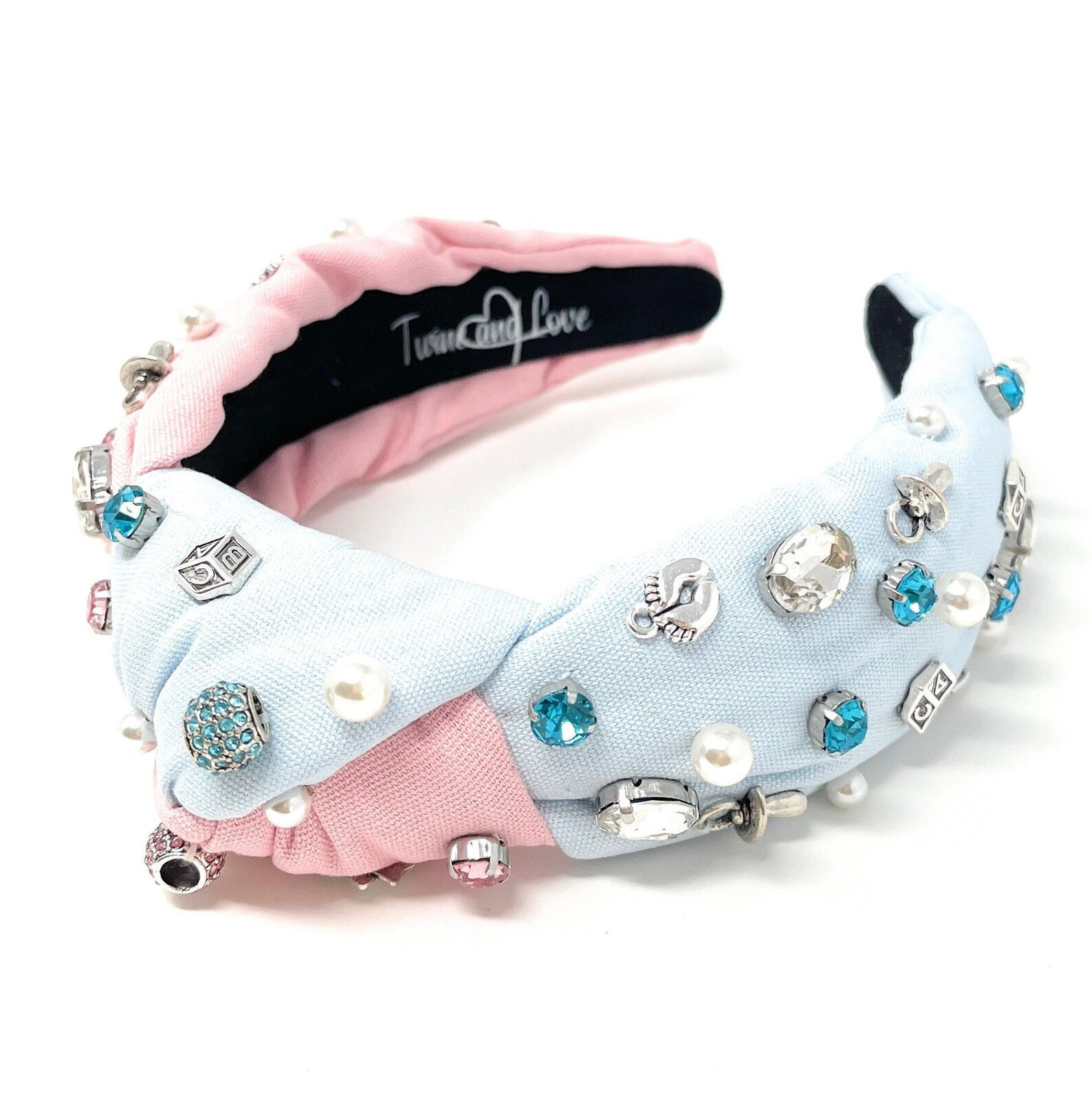 Hand Sewn Baby Shower Jeweled Knot Headband Embellished - Etsy | Etsy (US)