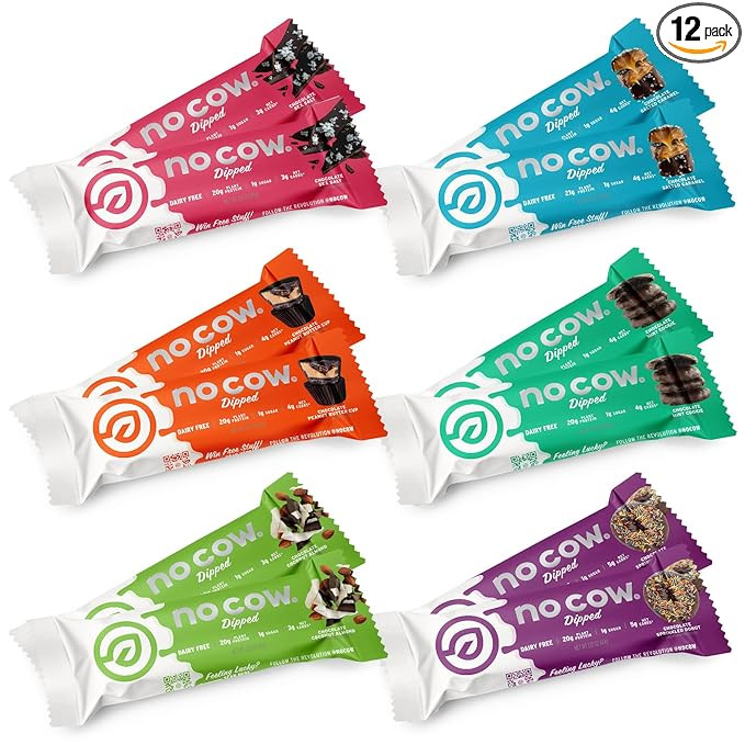 No Cow Dipped High Protein Bars, 21g Plant Based Vegan Protein Snacks, Keto Friendly, Low Sugar, ... | Amazon (US)