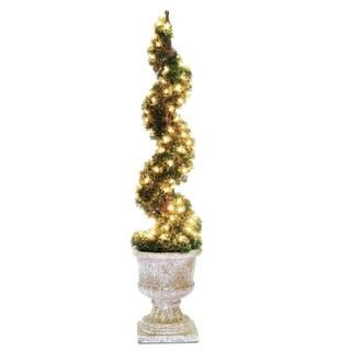 National Tree Company 48 in. Upright Juniper Spiral Tree with Decorative Urn with 100 Clear Light... | The Home Depot