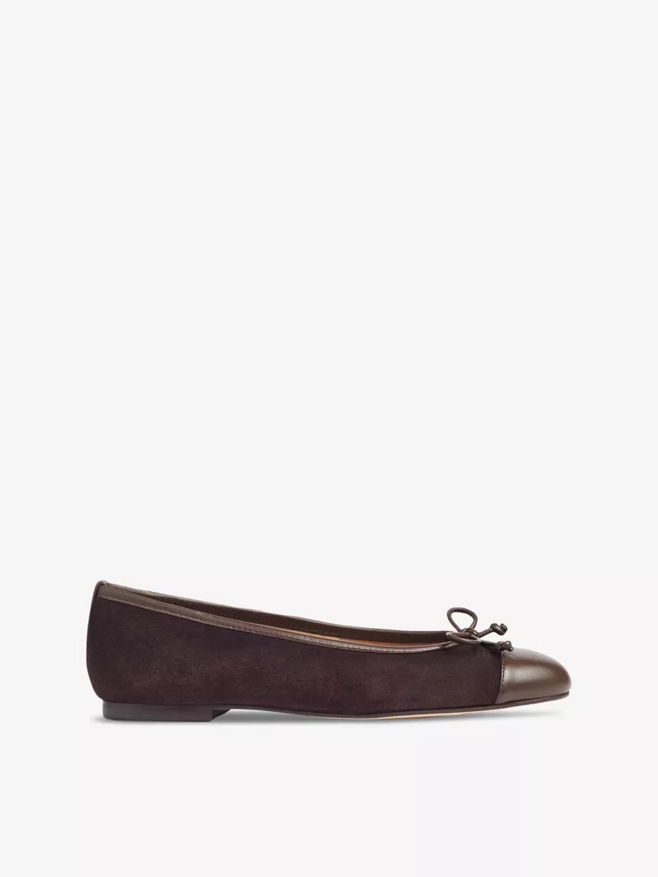 Kara contrast toe-panel suede ballerina flats | Selfridges