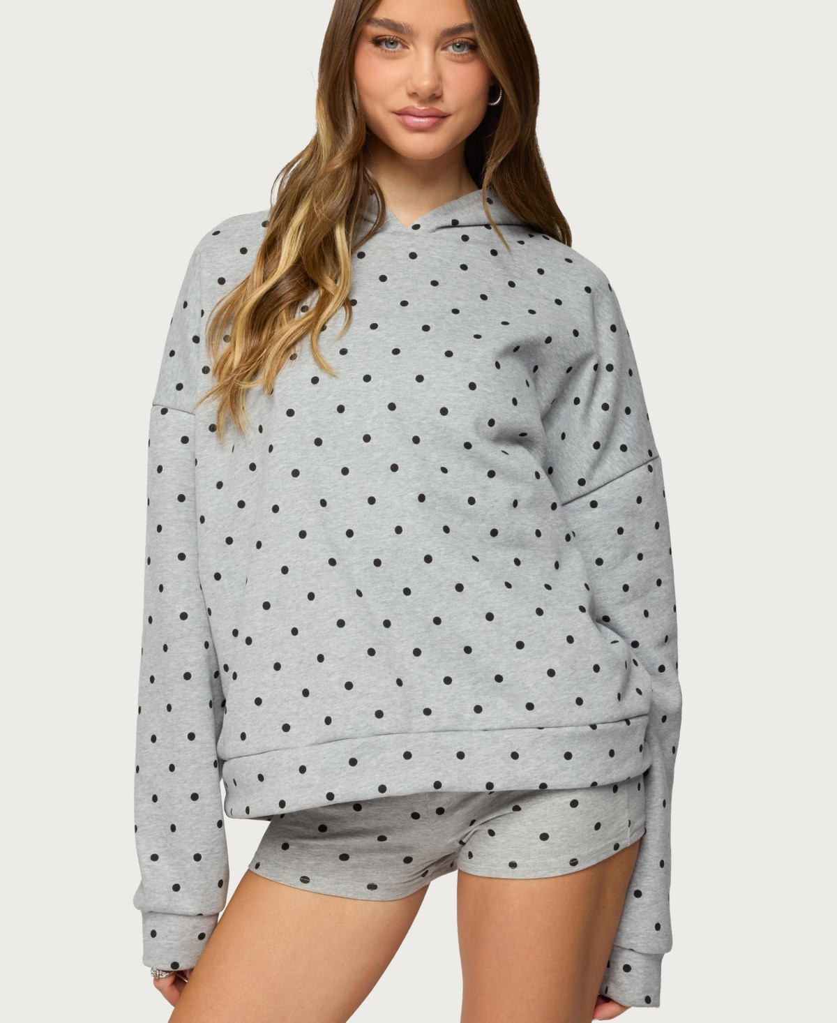 Edikted Women's Chelsie Polka Dot Hoodie - Gray-melange | Macy's