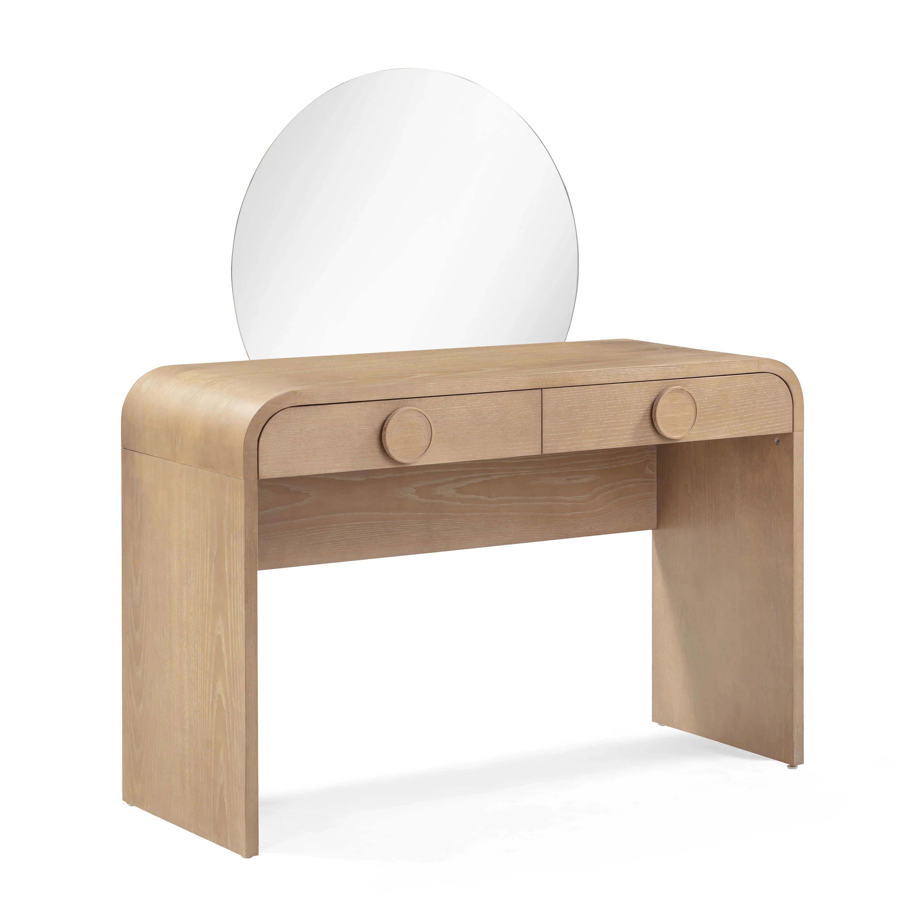 Moonrise 48 Natural Ash 2-Drawer Vanity Desk with Mirror | TOV Furniture