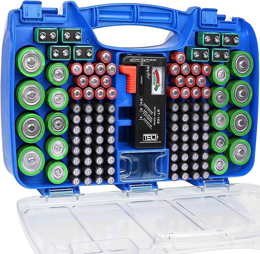 The Battery Organizer, Battery Organizer Storage Case with Tester, Stores & Protects Up to 180 Ba... | Amazon (US)