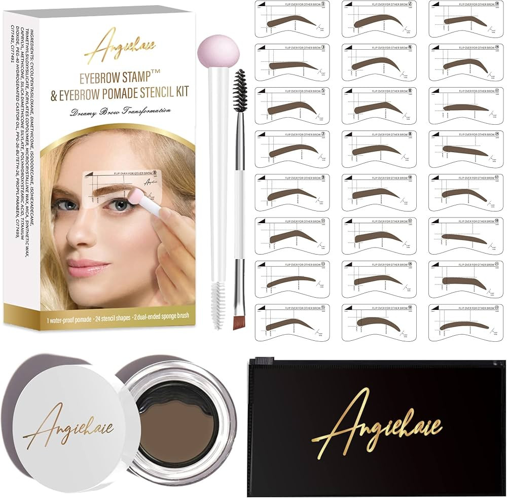 Eyebrow Stamp Stencil Kit, Brow Stamp, 24 Pieces Eyebrow Stencils Thick and Thin with 2 Dual Ende... | Amazon (US)