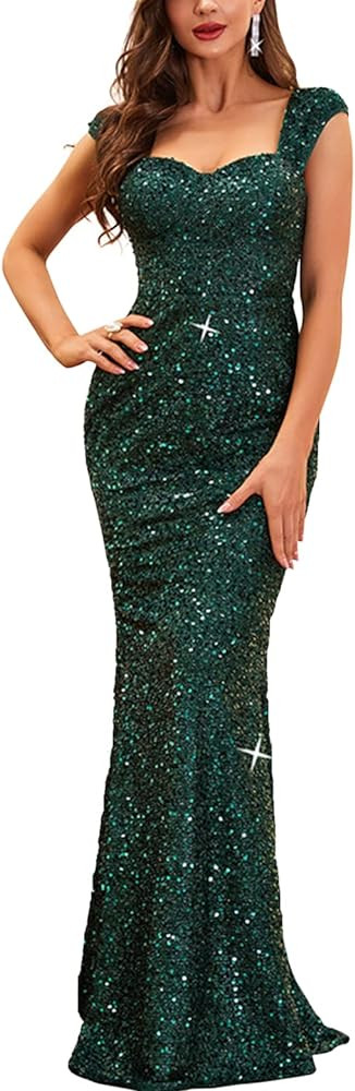 Madam Uniq Formal Dress Sequin Fishtail Sleeveless 1920s Gatsby Cocktail Prom Elegant Maxi Evenin... | Amazon (US)